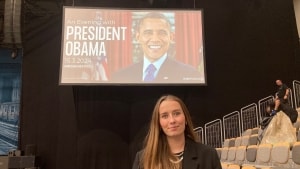 Amalie Christensen i salen efter showet med Barack Obama. Foto: Lars Hovgaard
