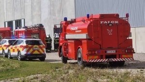 Branden på Rødby Varmeværk blev hurtigt slukket. Foto: Presse-fotos.dk